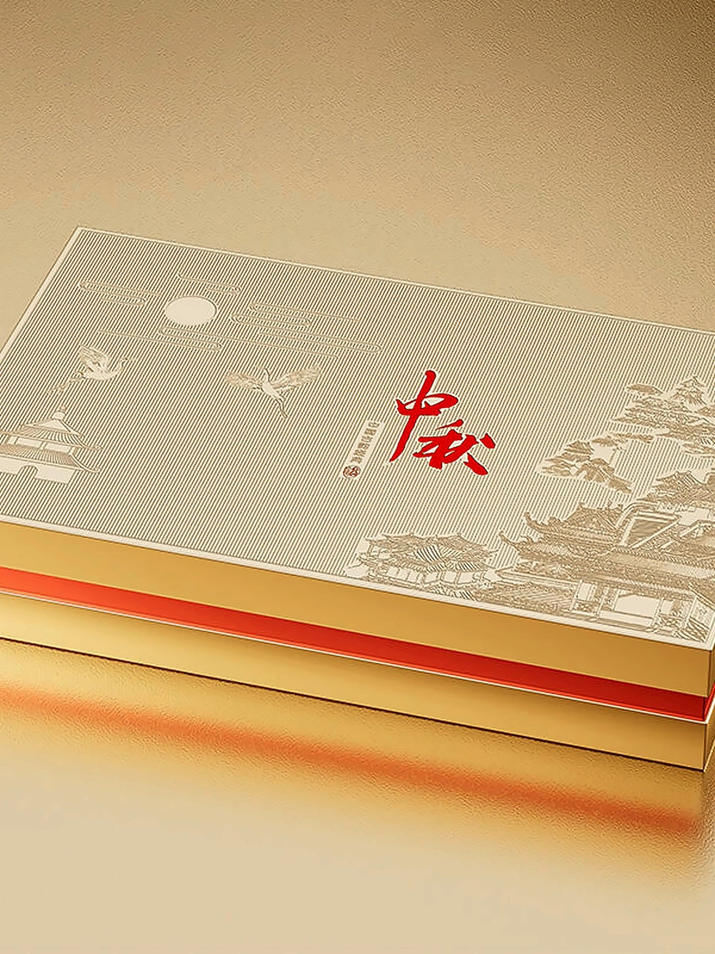 Hộp Bánh Trung Thu Ép Vàng Bóng
