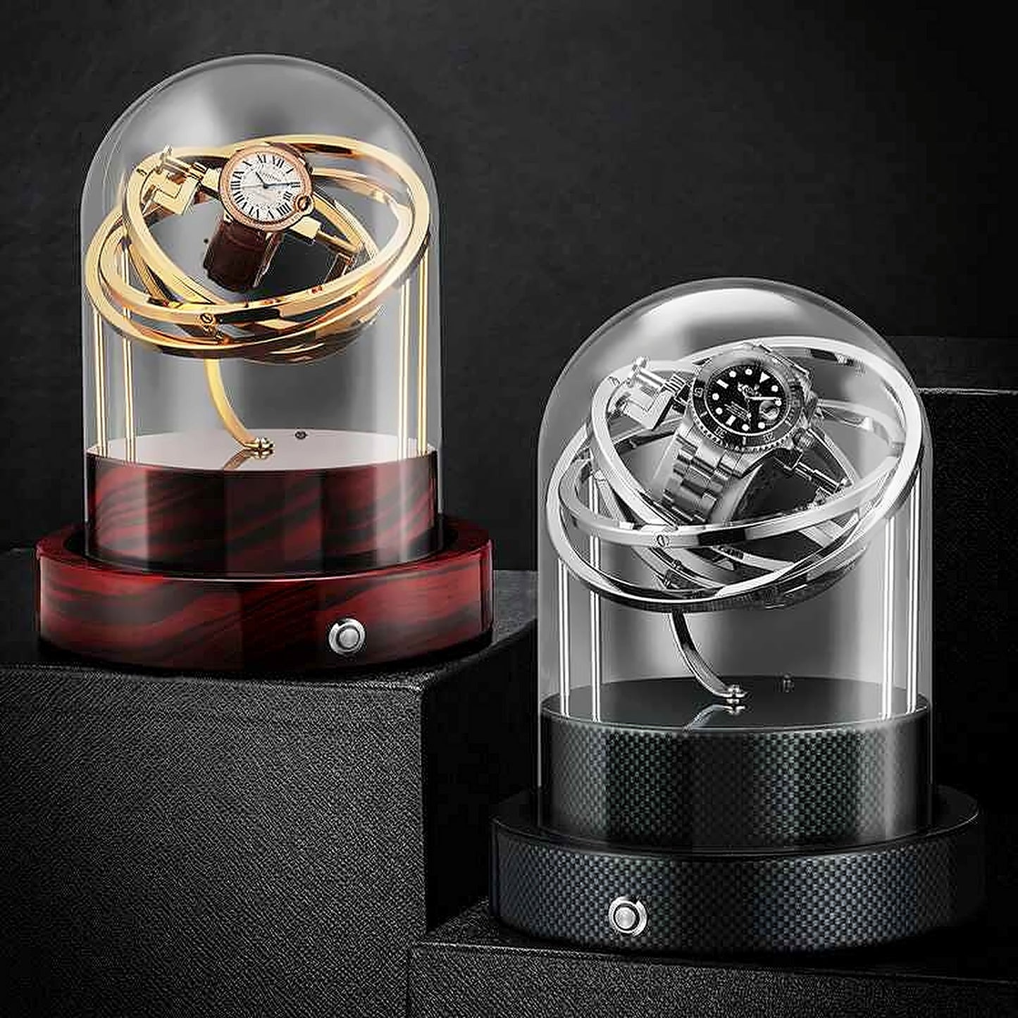 Hộp Lên Dây Đồng Hồ Mái Vòm Kính Trong Suốt