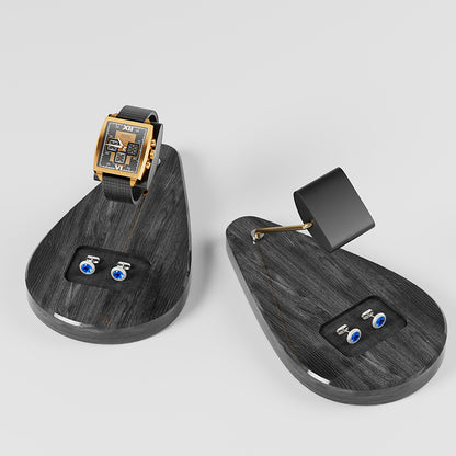 Watch stand wooden base tích hợp ổ đựng cufflinks khắc logo theo yêu cầu