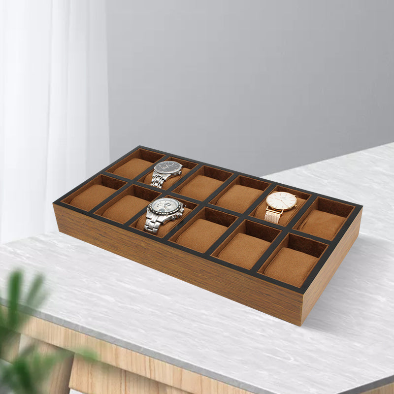 Watch display tray gỗ hoạ tiết vỏ cây trưng bày kèm trang sức vòng tay