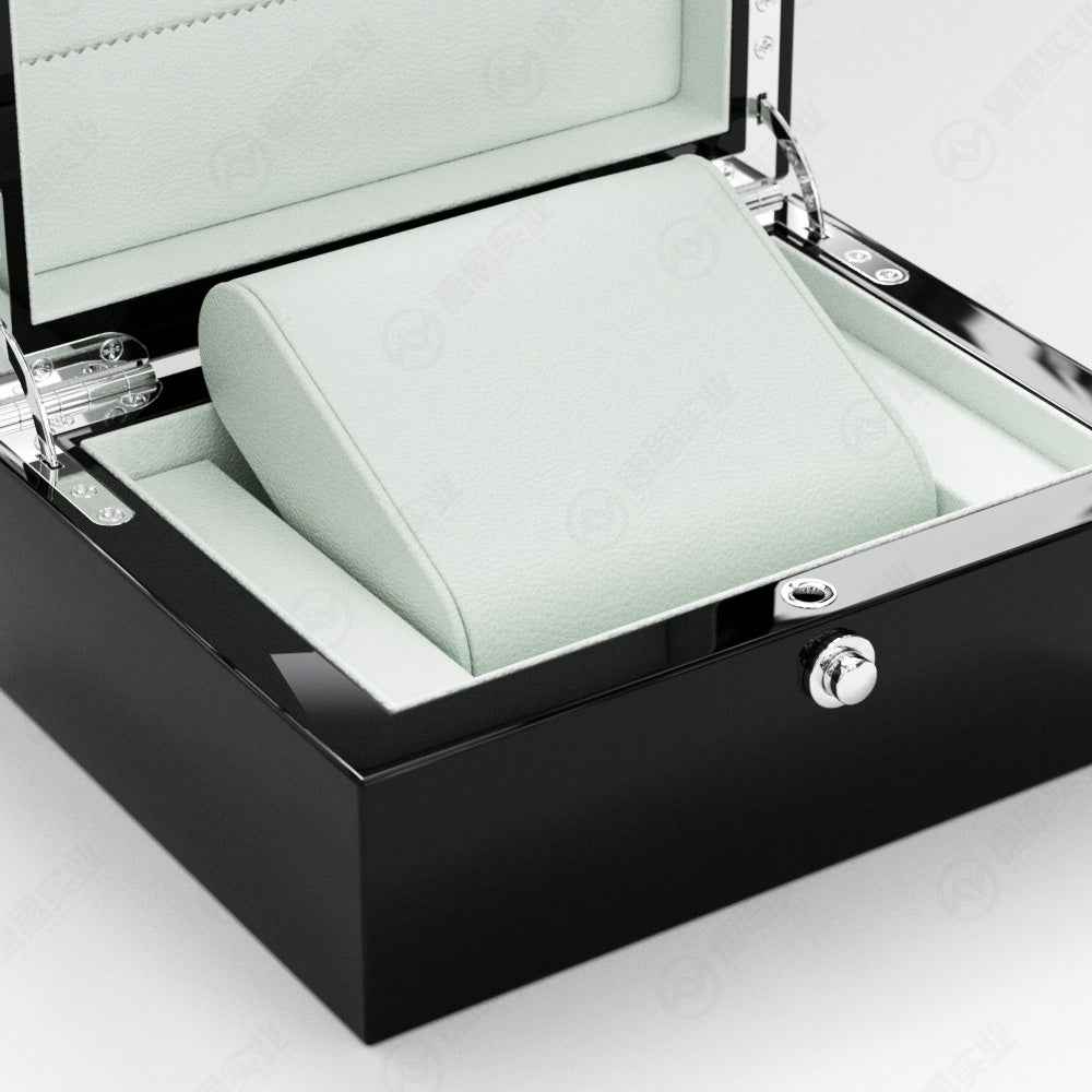 Hộp Đồng Hồ Đen Khóa Tròn Kim Loại Cao Cấp