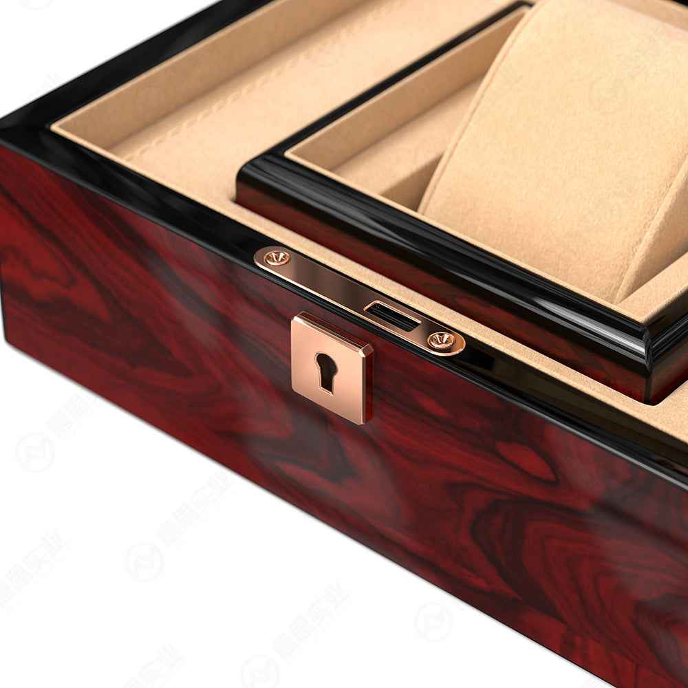 Hộp Đồng Hồ Đỏ Họa Tiết Hoa Văn Cao Cấp