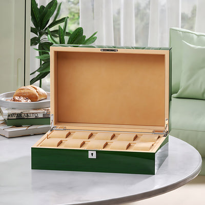 Hộp Đồng Hồ Xanh 10 Khe Vali Cao Cấp - thiết kế sang trọng cho quà tặng doanh nghiệp B2B
