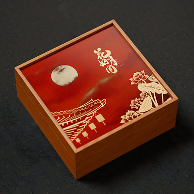 Hộp Bánh Trung Thu Lớp Đơn Gỗ Thông In