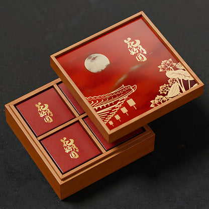 Hộp Bánh Trung Thu Lớp Đơn Gỗ Thông In