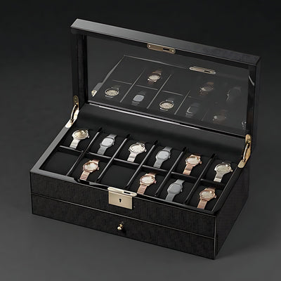 Hộp Đồng Hồ Carbon Hai Tầng Siêu Nhẹ Cao Cấp