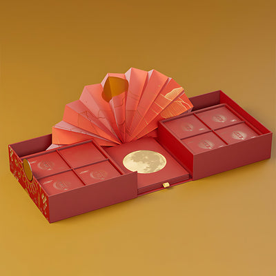 Hộp Bánh Trung Thu Quạt 2 Cánh Đỏ