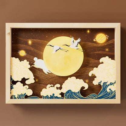 Hộp Bánh Trung Thu Gỗ Tranh Acrylic Cao Cấp