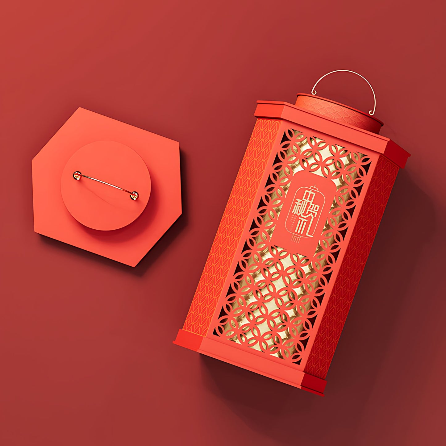 Hộp Bánh Trung Thu Hình Đèn Lồng Phong Cách