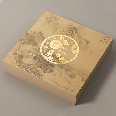 Bộ sưu tập hộp bánh Trung Thu kraft giấy lớn cao cấp với tay cầm dây thừng vàng - phong cách cổ điển Á Đông, lý tưởng cho đơn hàng B2B sỉ xuất khẩu, in logo thương hiệu khắc laser theo yêu cầu
