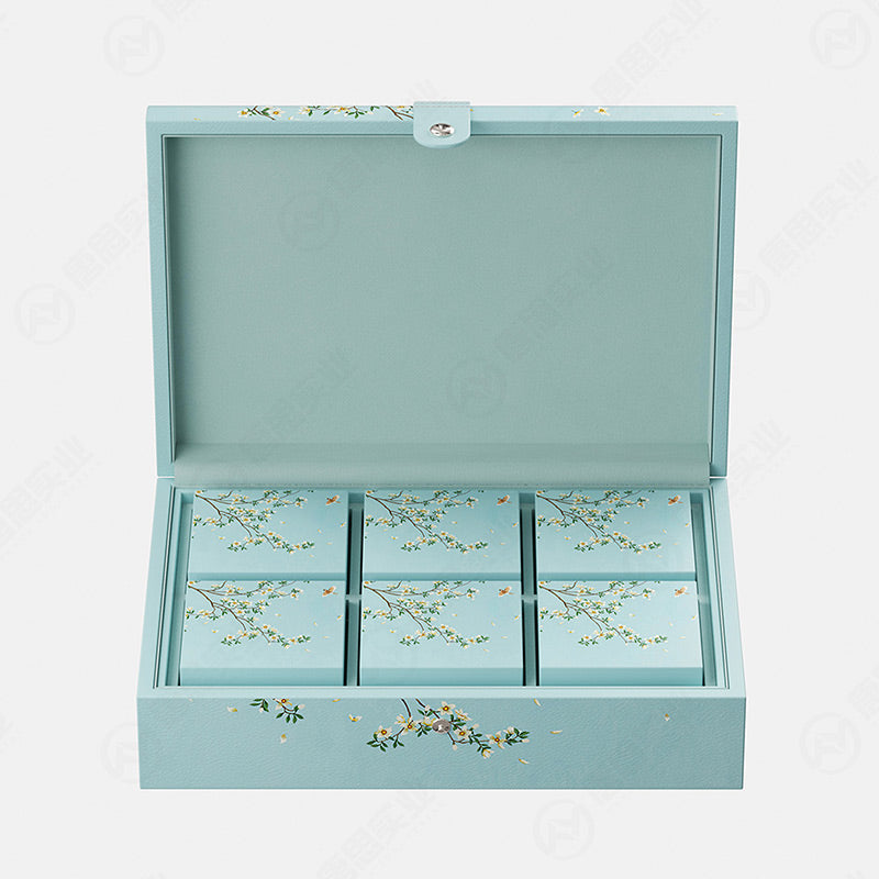 Hộp Bánh Trung Thu Gỗ Da Xanh Cao Cấp
