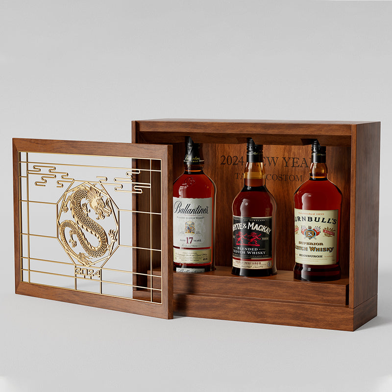 Hộp Rượu Tết Rồng Khung Sắt Nghệ Thuật 2024 - bên trong lót nhung sang trọng bảo vệ chai rượu