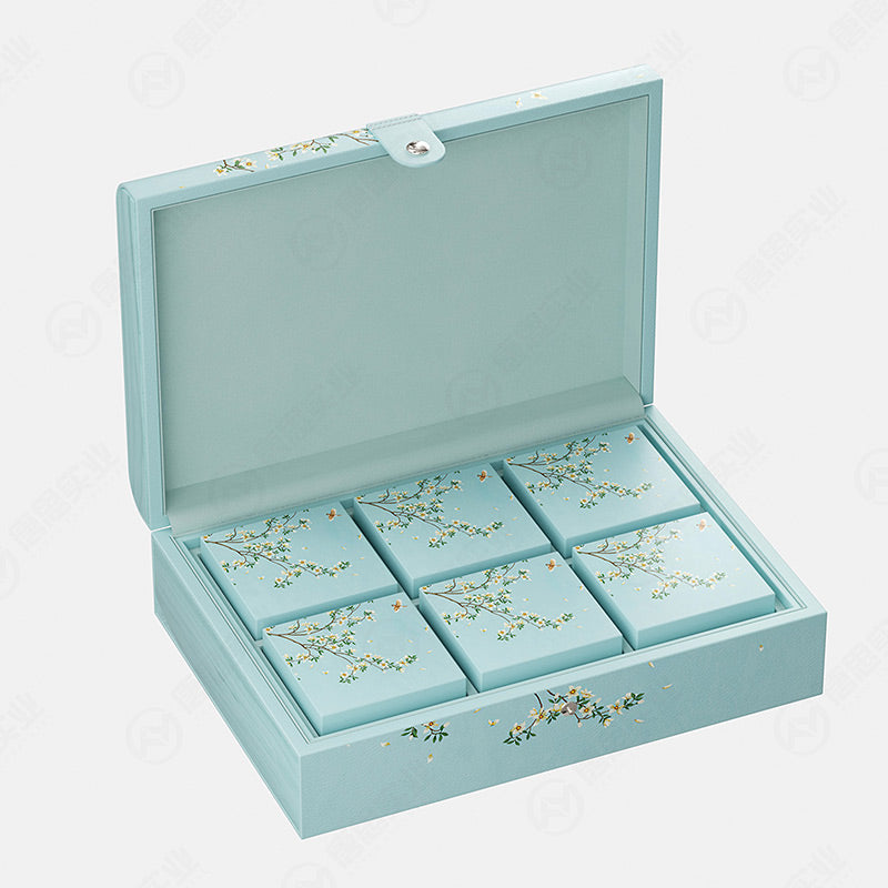 Hộp Bánh Trung Thu Gỗ Da Xanh Cao Cấp