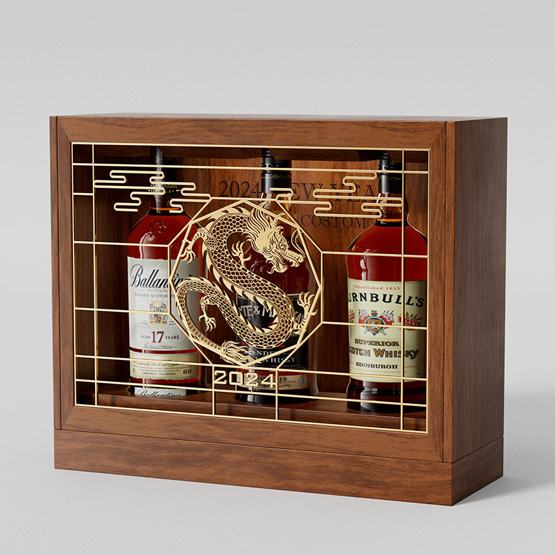 Hộp Rượu Tết Rồng Khung Sắt Nghệ Thuật 2024 - đóng gói quà tặng rượu vang whisky cao cấp