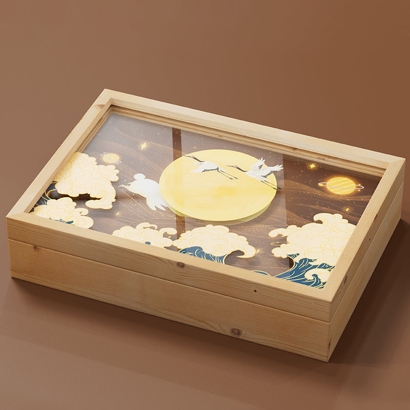Hộp Bánh Trung Thu Gỗ Tranh Acrylic Cao Cấp