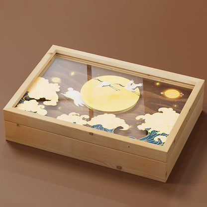 Hộp Bánh Trung Thu Gỗ Tranh Acrylic Cao Cấp