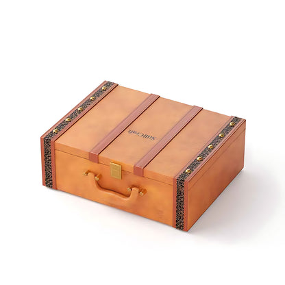 Hộp Rượu Da Nâu 2-3 Chai Sang Trọng
