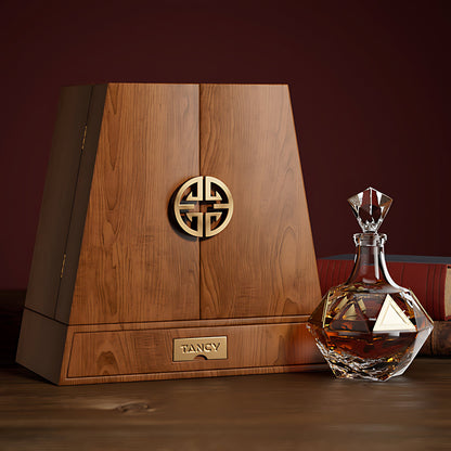 TANCY Unique Trapezoid Wooden Wine Box