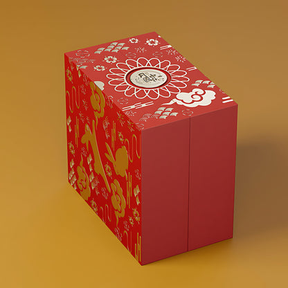 Hộp Bánh Trung Thu Quạt 2 Cánh Đỏ