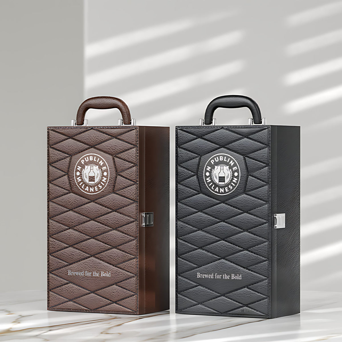 Hộp Rượu Da Sang Trọng Cao Cấp - hộp đựng rượu theo yêu cầu thương hiệu OEM/ODM