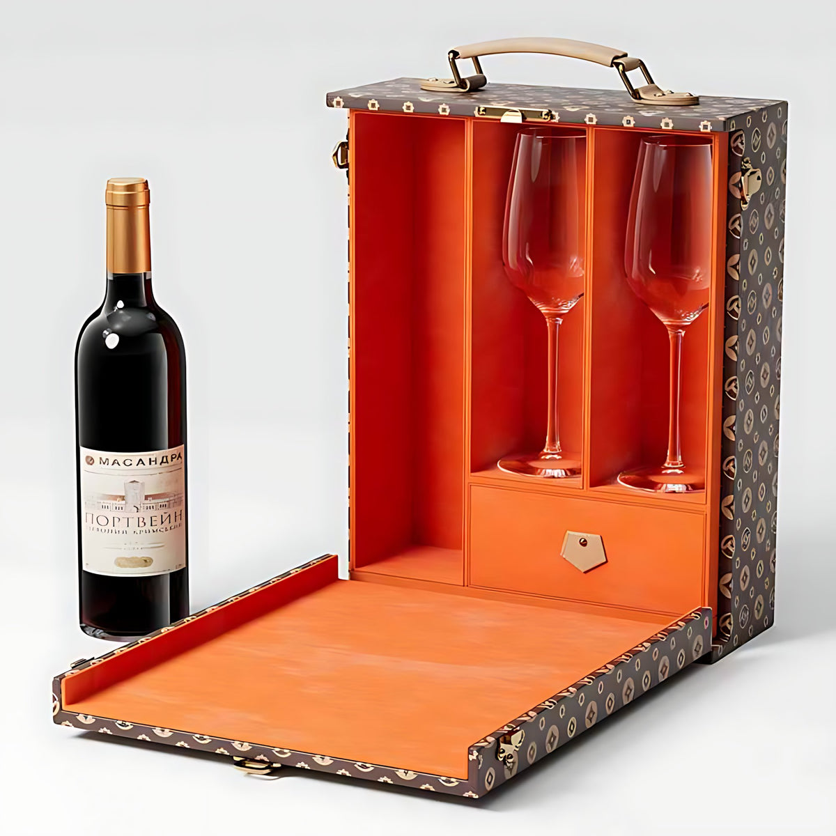 Luxury Premium Wine Leather Suitcase
