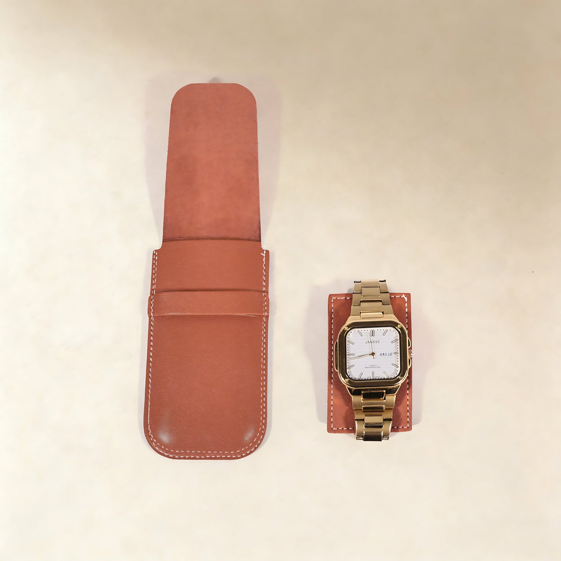 Bọc đồng hồ da màu nâu đỏ đất nung phong cách vintage độc đáo